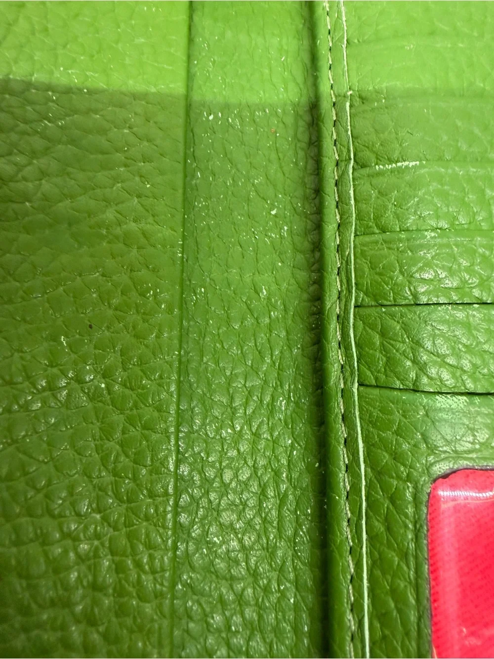 Dooney & Bourke Green Pebbled Leather Continental Wallet with Brown Trim